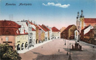 Komotau Marktplatz Postkarte AK