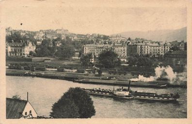 Schützenhaus, Krankenhaus und Villenviertel Tetschen Böhmen Postkarte AK 1941