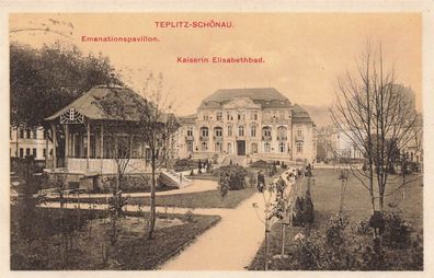 Teplitz-Schönau (Teplice) Emanationspavillon Kaiserin Elisabethbad Postkarte AK