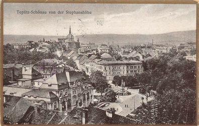 Teplitz-Schönau von der Stephanshöhe Synagoge Postkarte AK