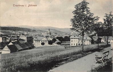 Tratenau i. Böhmen Ansicht Kirche Postkarte AK