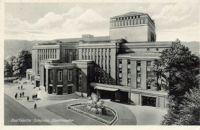 Blick auf das Stadttheater in Bad Teplitz-Schönau Böhmen Postkarte AK 1939