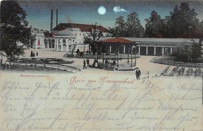 Gruss aus Franzensbad Kurparkpromenade Mondschein Postkarte 1905