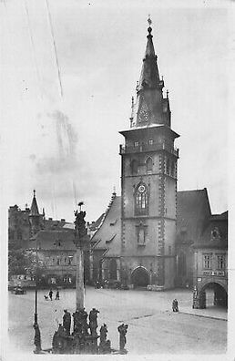 Komotau Marktplatz Postkarte