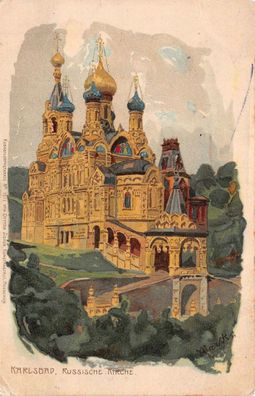 Karlsbad Russische Kirche Postkarte AK