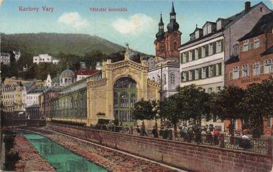 Karlovy Vary (Karlsbad) Vridelni kolonada Postkarte AK