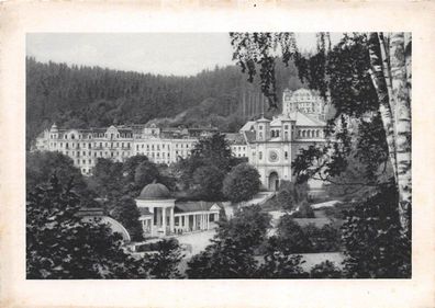 Marienbad (Mariánské Lázne) Rudolfsquelle mit katholischer Kirche Postkarte AK