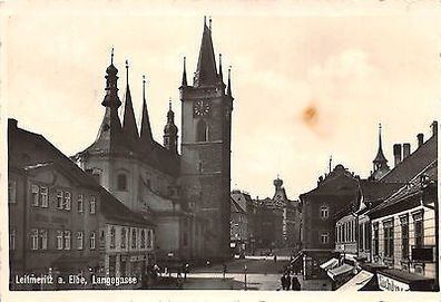 Leitmeritz / Elbe Böhmen Langegasse Foto Postkarte 1939