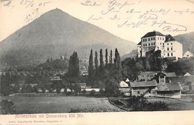 Milleschau mit Donnersberg 835 Mtr. Postkarte AK 1905