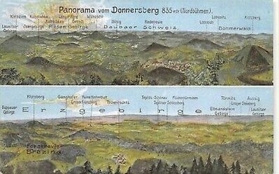 Panorama vom Donnersberg Nordböhmen Erzgebirge AK