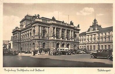 Reichenberg Stadttheater Hauptpostamt Sudetengau Postkarte AK 1940