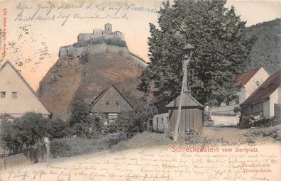 Schreckenstein vom Dorfplatz Handkolorierte Künstler Postkarte AK 1904