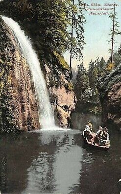 Sächs.-Böhm. Schweiz Edmundsklamm Wasserfall Postkarte AK