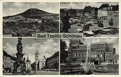 Stadtansicht auf Teplitz-Schönau mit Adolf-Hitler-Platz Böhmen Postkarte AK 1899