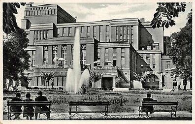 Stadttheater mit Leuchtbrunnen Bad-Teplitz Böhmen Mähren Postkarte AK 1941