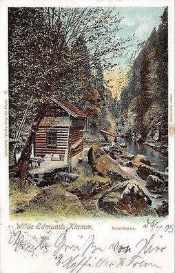 Wilde Edmunds Klamm Bootshaus Postkarte AK 1904