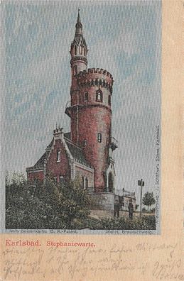 Karlsbad Stephaniewarte Postkarte AK 1904