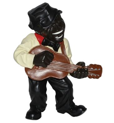 Dekofigur Figur Jazz Band Musiker Gitarrist H 45cm Musiker mit Gitarre Kunstharz