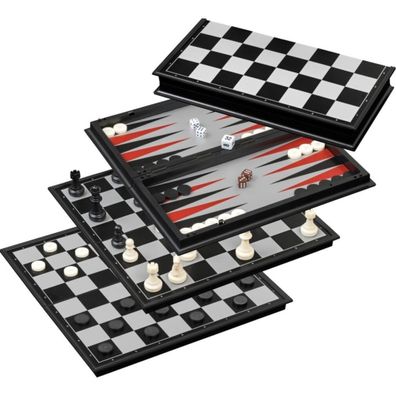 Schach-Backgammon-Dame-Set magnetisch