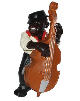 Dekofigur Figur Musikerstatue Jazz Band Musiker Kontrabassist H 44 cm Kunstharz