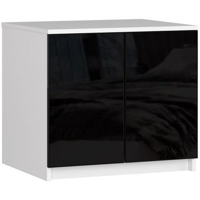 Schrankaufsatz für Kleiderschrank AKORD S60 Weiß 60 cm Front Schwarz Glanz 60x55x51cm