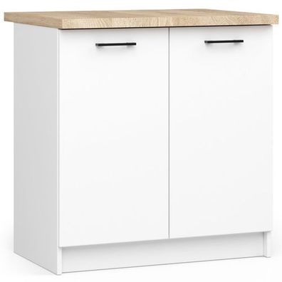 Küchenschrank AKORD OLIWIA modular S80 Weiß 80 cm 2 Türen 2 Ebenen B80 x H85 x T46 cm