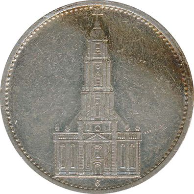 Drittes Reich 5 Mark 1934 G Garnisonskirche Silber*