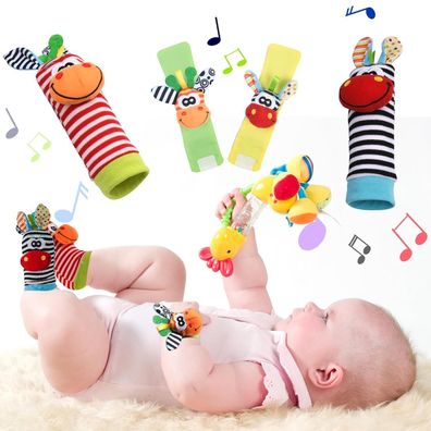 Vicloon Baby Rasseln Spielzeug, 4 Stück Handgelenk Und Socken mit Plüschtier