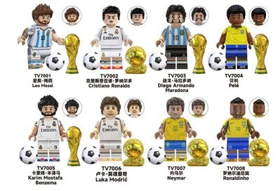 8 Stück Fußball-Spiel Star World Cup Series Baustein-Minifiguren-Tasche