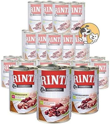 RINTI - Kennerfleisch Adult ¦ Mixpaket - 20 x 400g | verschiedene Sorten ¦ nasses