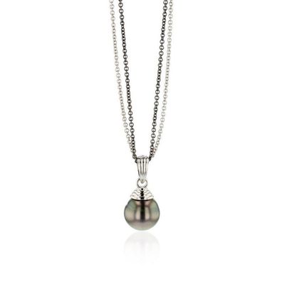 Luna-Pearls - 216.0939 - Collier - Damen - 925er Silber schwarz rhodiniert