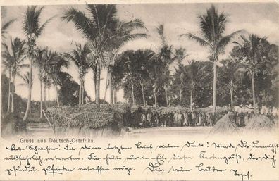 AK Deutsch-Ostafrika DOA Einheimische Bewohner gelaufen Dar-es-Salaam 1901