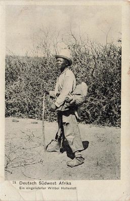 AK Deutsch-Südwest-Afrika DSWA Ein eingelieferter Wittboi gelaufen Windhuk 1906