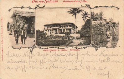 AK Deutsch-Ostafrika DOA Gouverneurs-Villa gelaufen Dar-es-Salaam 1900