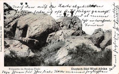 DSWA Deutsch-Südwest-Afrika AK Felspartie im Swakop-Thale gel. Swakopmund 1906