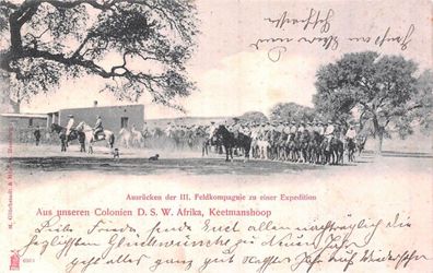 DSWA Deutsch-Südwest-Afrika AK Keetmanshoop III. Feldkompanie gel. Feldpost 1905