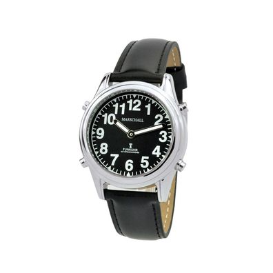 Marschall Funk ? Talking WATCH > Armbanduhr Ø 35mm | schwarzes Lederband