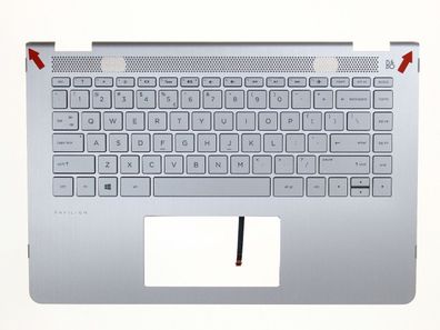 HP Pavilion x360 14m Palmrest Tastatur QWERTY US International 928708-B31