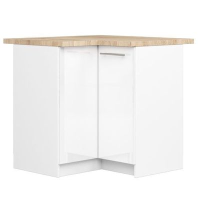 Küchenschrank AKORD OLIWIA modular S90 Weiß 90 cm Front Weiß Hochglanz 90x85x46 cm