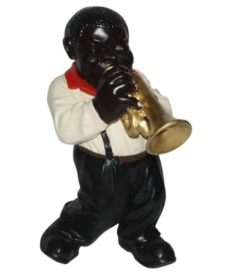 Dekofigur Jazz Musiker Trompeter H43cm Figur Band Musiker mit Trompete Kunstharz