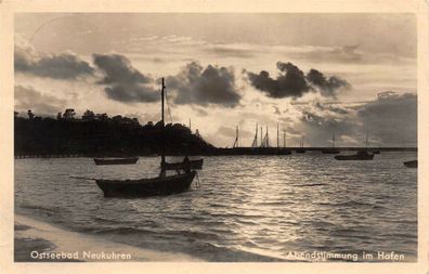 AK Neukuhren Ostpreußen Pionerski Abendstimmung im Hafen 1935