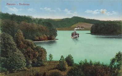 Dampferfahrt Masuren-Niedersee Ruciane-Nida Ostpreussen Postkarte AK