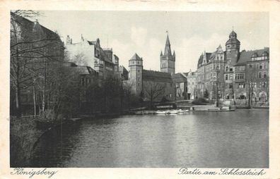 Königsberg Partie am Schlossteich Postkarte AK