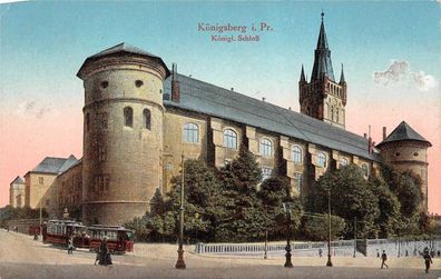 Königsberg i. Pr. Königl. Schloß Straßenbahn Postkarte AK