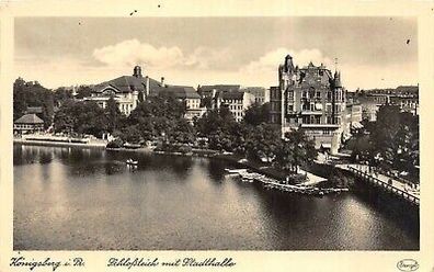 Königsberg i. Pr. Schloßteich mit Stadthalle Postkarte AK 1942