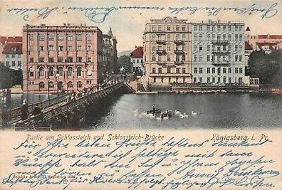 Königsberg i. Pr. Partie am Schlossteich und Schlossteich-Brücke AK 1902