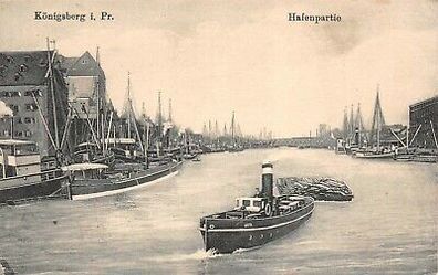 Königsberg i. Pr. Hafenpartie Dampfer Feldpostkarte AK