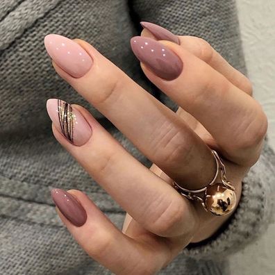 Goldene Linien, Rosé Trage-Nagelprodukte, Nailart-Folien