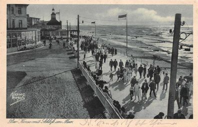 Ostseebad Cranz Der Korso mit Schloß am Meer Postkarte AK 1929