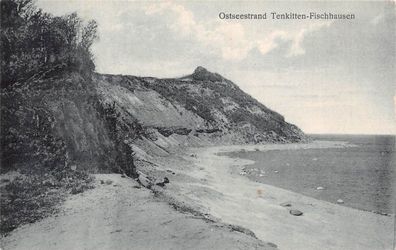 Ostseestrand Tenkitten-Fischhausen Postkarte AK